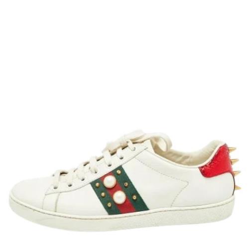 Gucci Vintage Pre-owned Laeder sneakers White, Dam