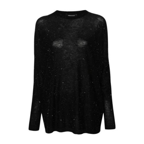 Fabiana Filippi Svart Paljettdekorerad Crew Neck Sweater Black, Dam