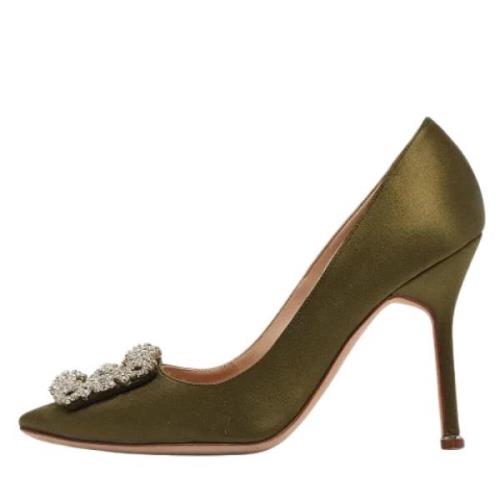 Manolo Blahnik Pre-owned Pre-owned Satin klackskor Green, Dam