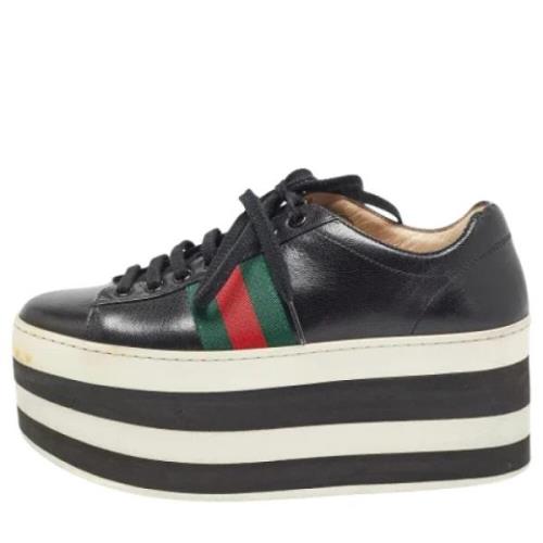 Gucci Vintage Pre-owned Laeder sneakers Black, Dam