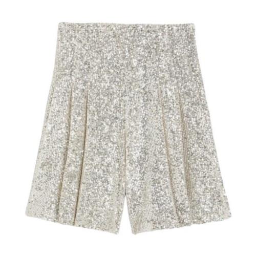 Rochas Glittrande High-Waisted Shorts Gray, Dam