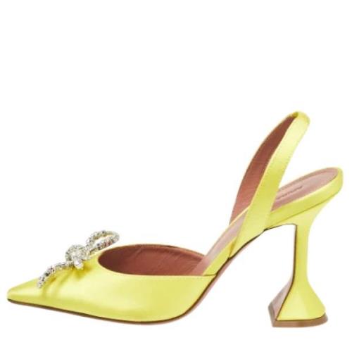 Amina Muaddi Pre-owned Pre-owned Satin klackskor Yellow, Dam