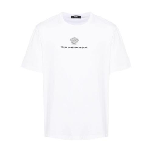 Versace Vit Bomull Jersey T-shirt med Medusa Head White, Herr