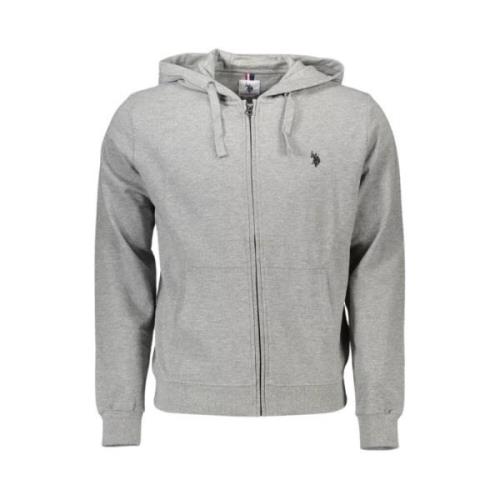 U.s. Polo Assn. Grå hoodie med dragkedja och huva Gray, Herr