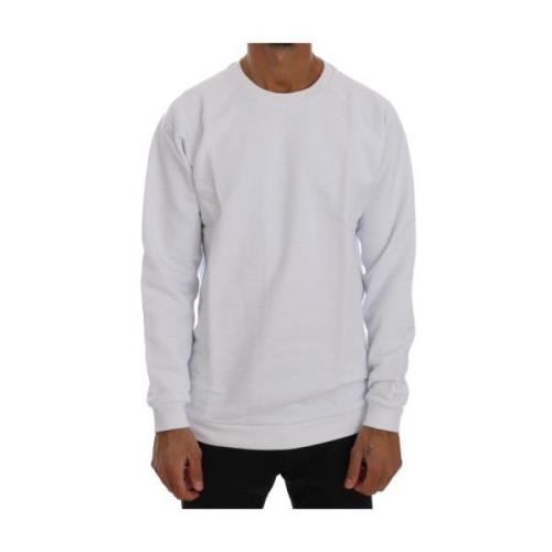 Daniele Alessandrini Vit Crewneck Bomullströja White, Herr