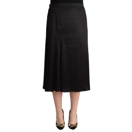 Blumarine Elegant högmidjig midikjol svart Black, Dam