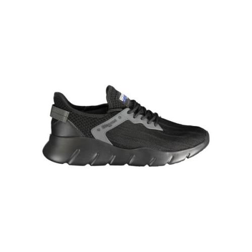 Blauer Svart Polyester Sneaker med Kontrastdetaljer Black, Herr