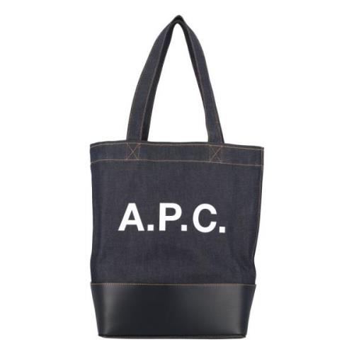 A.p.c. Mörkblå Denim Axel Tote Handväska Blue, Dam