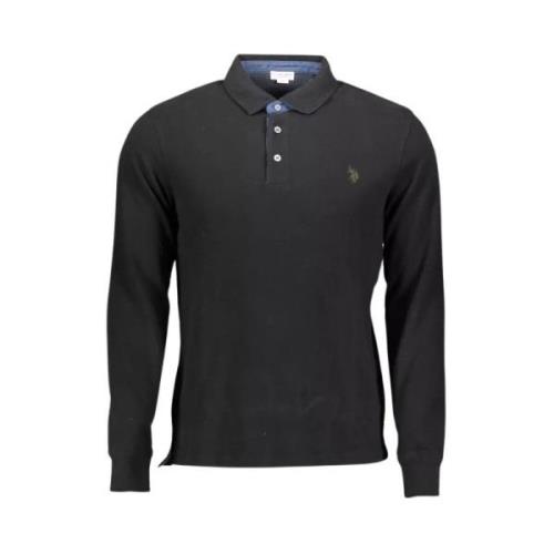 U.s. Polo Assn. Elegant långärmad polo med armbågslappar Black, Herr