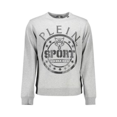 Plein Sport Grå långärmad sweatshirt med logotyp Gray, Herr