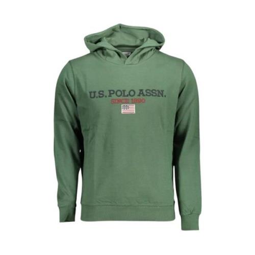 U.s. Polo Assn. Grön Bomullshoodie med Kontrasterande Logotyp Green, H...