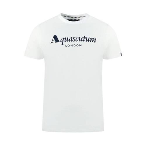 Aquascutum Brittisk Charm Logo Bomull Tee White, Herr