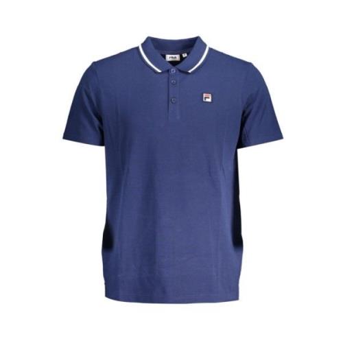 Fila Klassisk Bl Bomullspolo med Kontrastdetaljer Blue, Herr