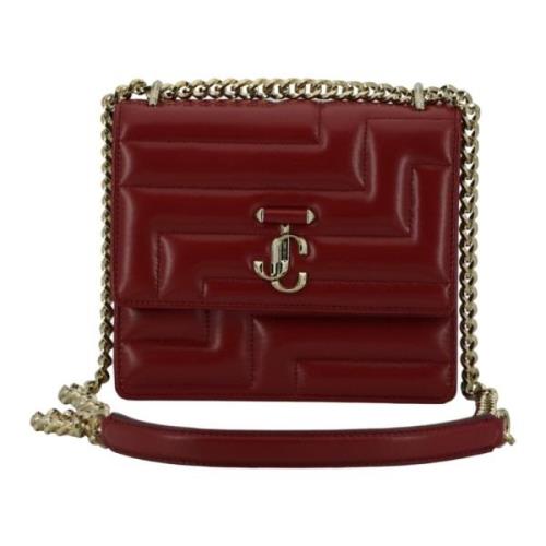 Jimmy Choo Quiltad Läder Axelväska Tranbär Röd Red, Dam