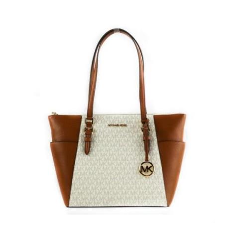 Michael Kors Signatur Lder Topp Zip Tote Handvaska Multicolor, Dam