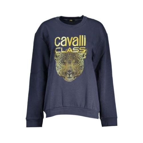 Cavalli Class Blått Fleece Sweatshirt med Rund Hals Blue, Herr