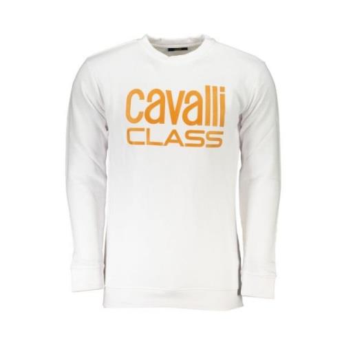 Cavalli Class Borstad Sweatshirt med Logotyptryck White, Herr