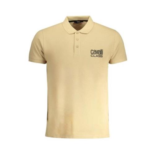 Cavalli Class Beige Bomull Polotröja med Tryckt Logotyp Beige, Herr