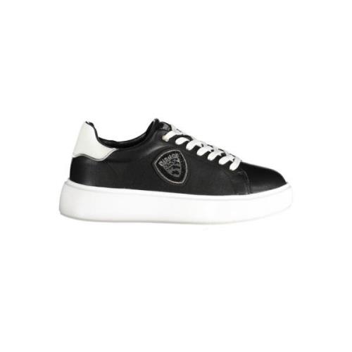 Blauer Svart Polyester Sneaker med Kontrastdetaljer Black, Herr