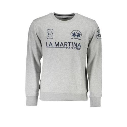 La Martina Grå Broderad Sweatshirt Casual Elegans Gray, Herr