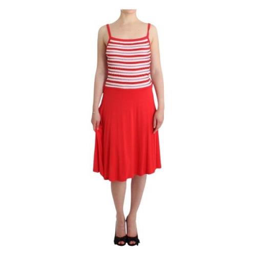 Roccobarocco Elegant knälång klänning i Audrey Jersey Red, Dam