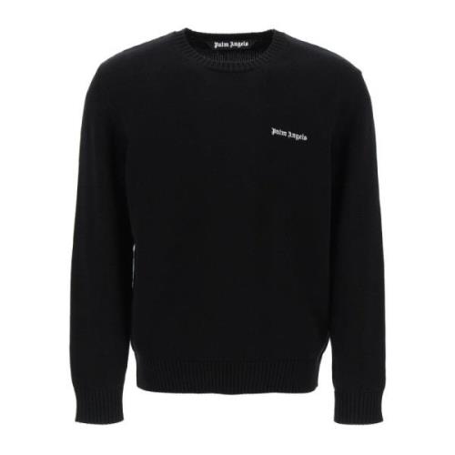 Palm Angels Broderad Logo Crewneck Sweater Black, Herr