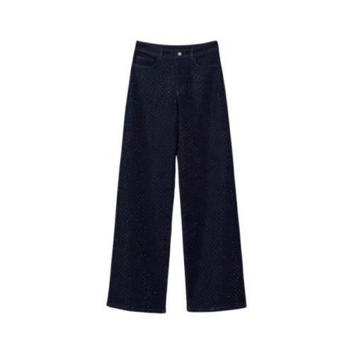 Twinset Jeans med vida ben och strassapplikation Blue, Dam