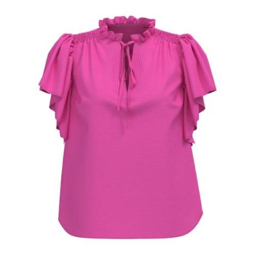 Co'Couture Volangtopp Blus i Rosa Pink, Dam