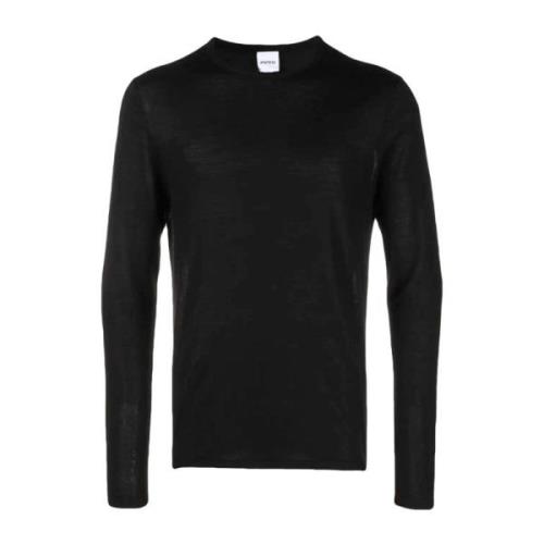 Aspesi Svart Crew-Neck Ulltröja Black, Herr