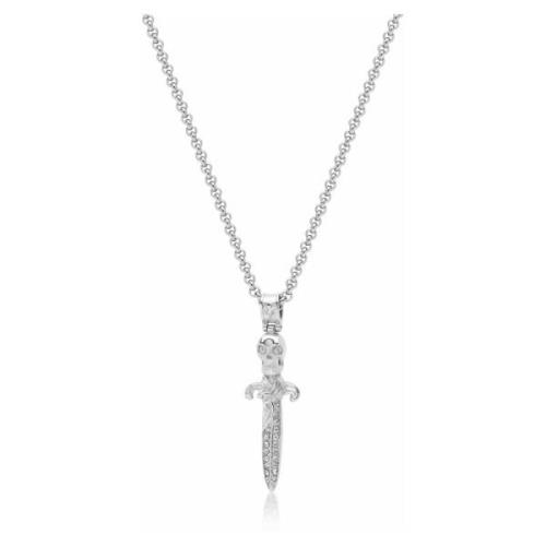 Nialaya Mens Silver Skull Sword Necklace Gray, Herr