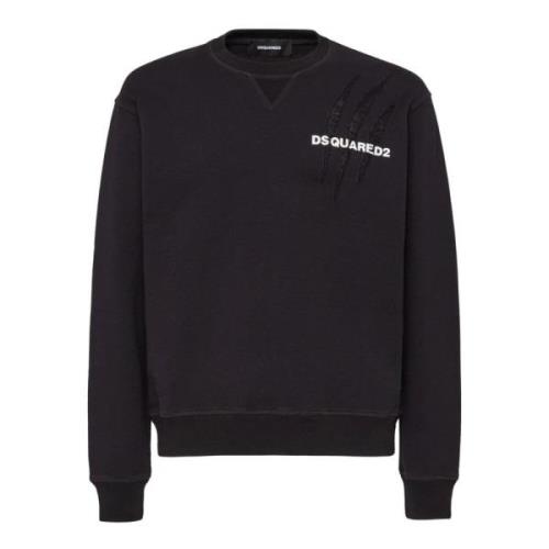 Dsquared2 Svart Bomullströja med Logotyptryck Black, Herr