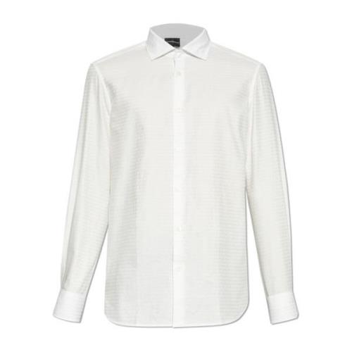 Emporio Armani Bomullsskjorta med monogram White, Herr