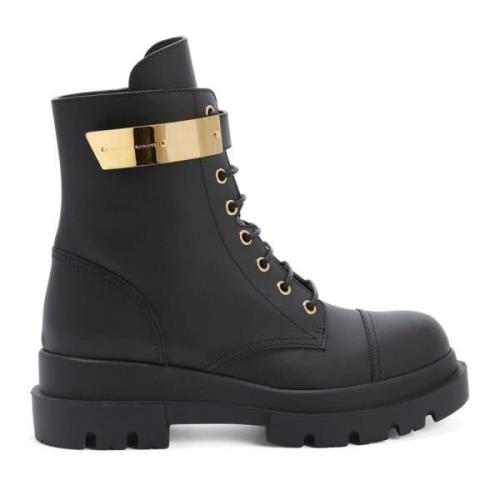 Giuseppe Zanotti Svarta Snörade Bikerstövlar Black, Dam