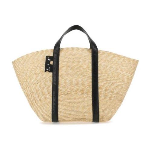 Off White Straw Shopping Bag Beige, Dam