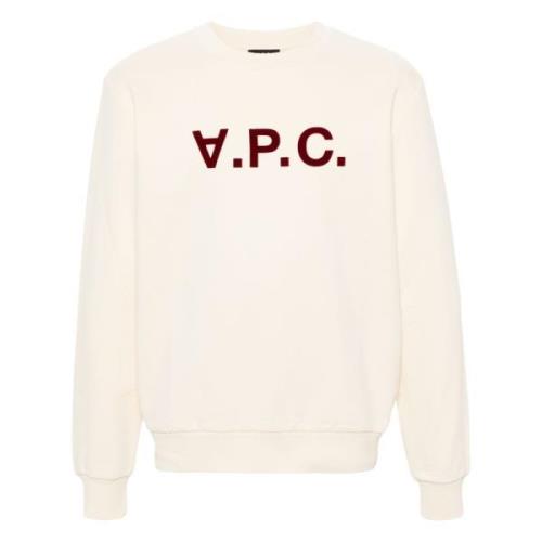 A.p.c. Flocked Logo Sweatshirt Beige, Dam