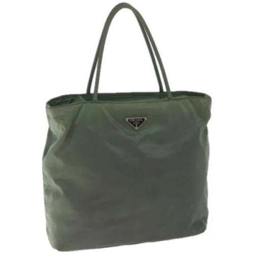 Prada Vintage Pre-owned Nylon handvskor Green, Dam