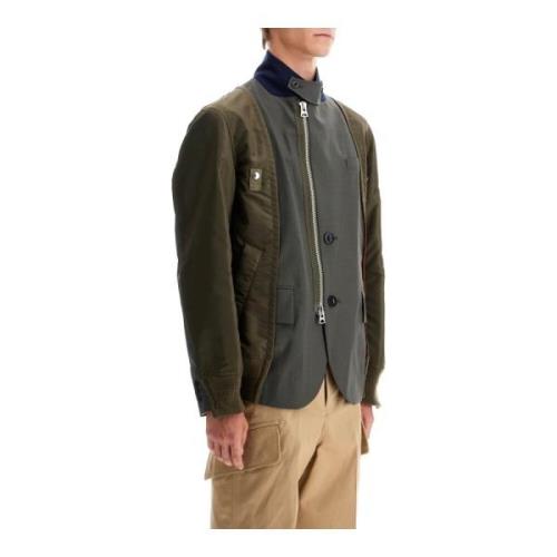 Sacai Hybrid Ull Nylon Jacka Green, Herr