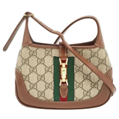 Gucci Vintage Pre-owned Belagd canvas gucci-vskor Beige, Dam