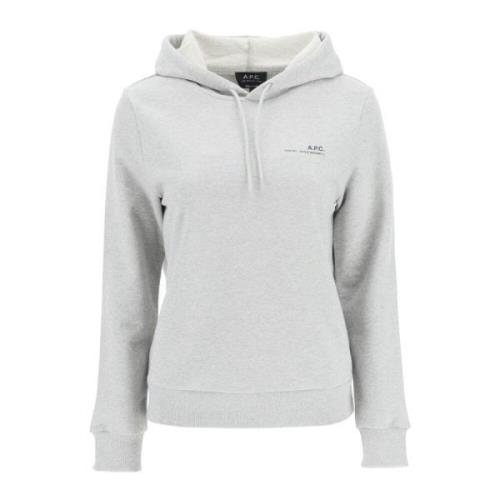 A.p.c. Kontrast Logo Lättvikts Hoodie Gray, Dam