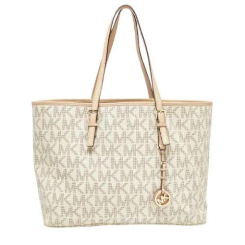 Michael Kors Pre-owned Pre-owned Belagd canvas totevskor Beige, Dam