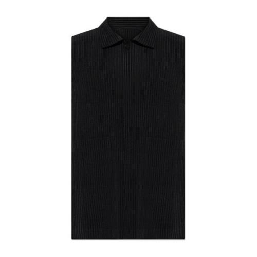 Issey Miyake Veckad ärmlös väst Black, Herr