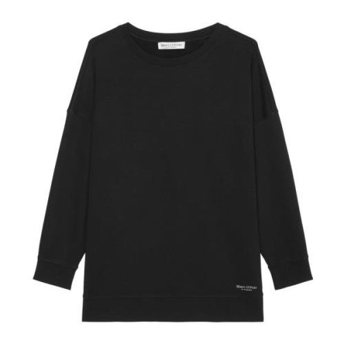 Marc O'Polo Oversized sweatshirt med sidsömskår Black, Dam