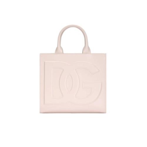 Dolce & Gabbana Rosa Läder Toteväska med DG Logotyp Pink, Dam