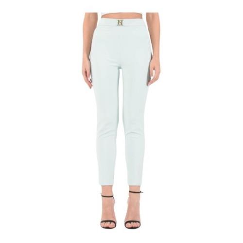 Elisabetta Franchi Ankellånga raka byxor i stretch crepe Green, Dam