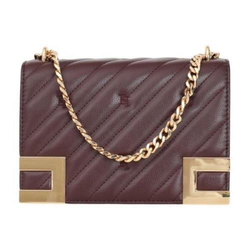 Elisabetta Franchi Burgundy Axelväska Quiltad Kollektion Brown, Dam