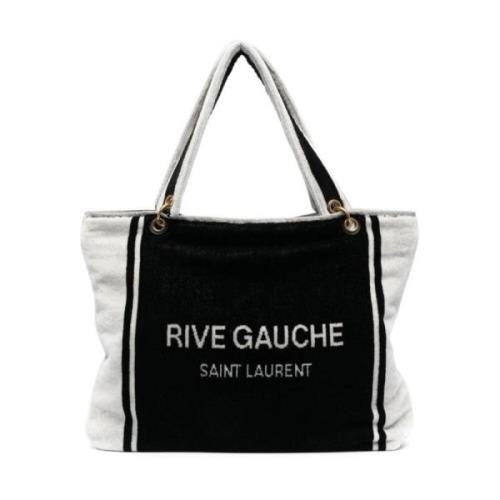 Saint Laurent Logo Tote Bag Svart/Vit Black, Dam