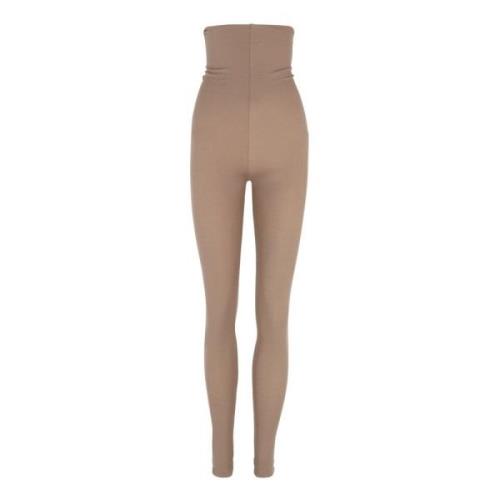 Cortana Högmidjade stretch leggings i kakao Brown, Dam