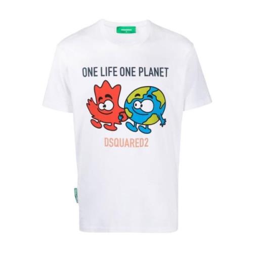 Dsquared2 One Life Planet Logo T-Shirt White, Herr