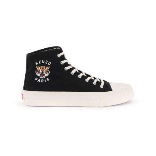 Kenzo Canvas High-Top Sneakers Lucky Tiger Print Black, Dam