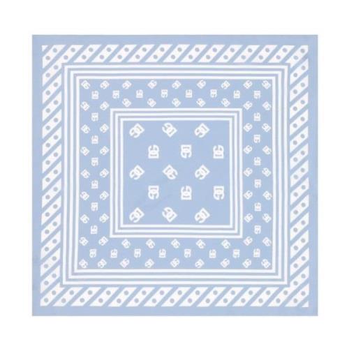 Dolce & Gabbana Logo Print Silk Scarf Blue, Dam